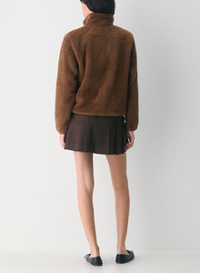 <b>Women's</b> <b>Brown</b> <b>Cardigan</b> Turtleneck Pullover Full Sleeve Solid Color Winter Casual Sweater Short Length Knitted Top - Product Image 4