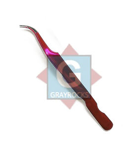 Pinces à cils en acier inoxydable pointues rouges pour extensions de cils, instruments de beauté - Product Image 2