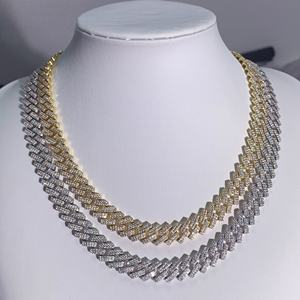 สร้อยคอคิวบันชุบโรเดียม AMBER JEWELS T-641 สไตล์ฮิปฮอปสำหรับผู้ชาย ประดับด้วยหินธรรมชาติ ดีไซน์คลาสสิกทันสมัย - Product Image 4