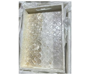 Bandeja Organizadora de Ratán de Calidad de Exportación con Incrustaciones de Concha, Fábrica en Vietnam - Bandeja de Almacenamiento con Detalles Elegantes - Product Image 1