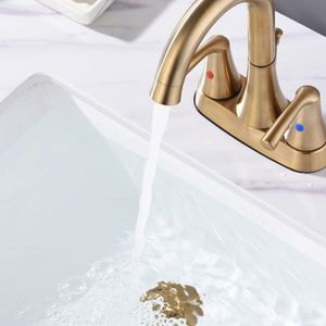 Rubinetto per bagno camper a 2 maniglie con interasse da 4 pollici, tappo di scarico a scomparsa e tubi di alimentazione, rubinetto per lavabo - Product Image 3