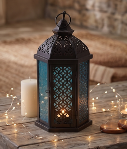 Farol de Mesa Marroquí con Diseño en Relieve, Metal Natural Hecho a Mano para Decoración del Hogar u Oficina, Personalización de Tamaño y Color - Product Image 5