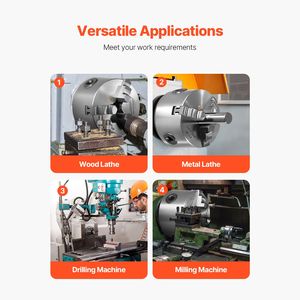 3 Inch (80 Mm) Manual 3 Jaw Lathe Chuck Self Centering Feature 0.08 2.48 (2 63 Mm) Clamping Range <b>T</b> <b>Key</b> Fixing Screws Reversi - Product Image 6