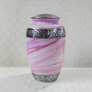 Urne funéraire marbrée rose et violette avec veines dorées et bordure argentée pour cendres d'adultes par EVANA IMPEX - Product Image 6