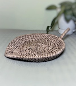 Elegant Leaf Shape Rattan Serving Tray Natural Cane Woven Tray Ideal For <b>Table</b> Styling And <b>Kitchen</b> Counter Organizer From India - Product Image 5