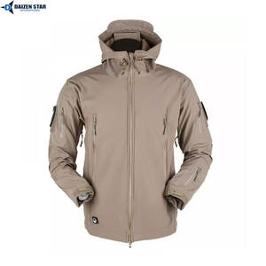 Windproof Softshell <b>Jacket</b> with Fleece Lining Stand Collar Front Pocket Hooded Eco-Friendly Outdoor Tactical <b>Jacket</b> - Product Image 3