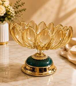 Bandeja de Servir Redonda de Dos Niveles de Vidrio Morado de 3 mm de Grosor, Decoración de Mesa de Lujo, Diseño Duradero, 300 mm de Diámetro - Product Image 5