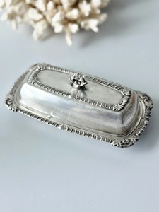 Silver Finished Butter Dish With Lid Used For Storing Butter Fresh And <b>Covered</b> On <b>Dining</b> <b>Table</b> Handcrafted From India - Product Image 3