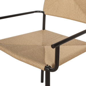 Chaise de salle à manger scandinave en bois légère capitonnée avec assise en rotin et dossier moderne, mobilier pour entrée d'appartement et maison - Product Image 5