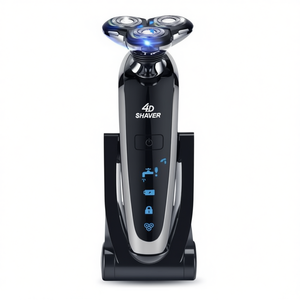 Afeitadora eléctrica 4D para hombres con sistema de 3 cuchillas y base de carga, diseño impermeable - Product Image 2