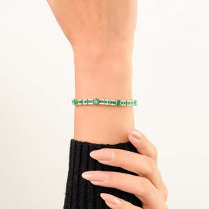 Fashion Tennis Bracelet 5.75 CTW Forest Green Emerald & Diamond in 14k Gold - Product Image 1