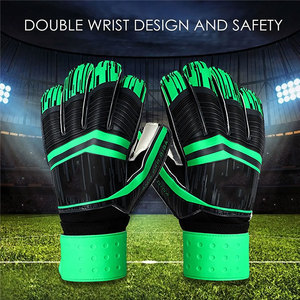 Gants de gardien de but de football, doigts entiers, vert noir, cuir PU, fermeture auto-agrippante, unisexe, respirant, antidérapant - Product Image 5