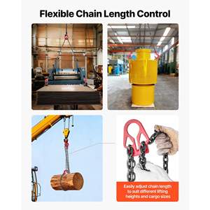 Chaînes de levage en acier allié G80 robustes 5/16 x 10 pieds, crochets à deux pattes, réglables, capacité de 7000 lb, palan à chaîne, sécurité des marchandises - Product Image 6