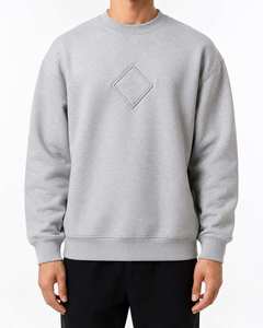 เสื้อสเวตเชิ้ตคอกลมผ้าฝ้ายฟลีซพรีเมียมสำหรับผู้ชาย ปักลายอักษรแบบกำหนดเอง สัมผัสนุ่ม สไตล์ไฮสตรีท - Product Image 3