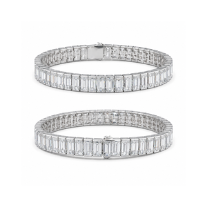 Luxury Trendy Tennis Bracelet for Women & Men | 18K White <b>Gold</b> Lab Grown Baguette Diamond Bracelet | IGI Certified Fine Jewelry - Product Image 1