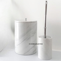 Ensemble de salle de bain moderne et écologique avec finition marbre personnalisée, porte-brosse de toilette et seau de rangement, accessoires, lot de 2