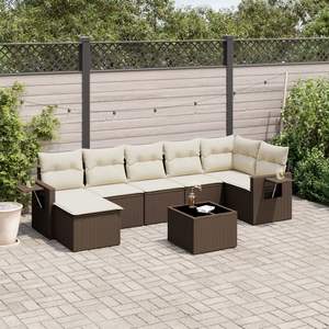 8 Piece Brown Pe <b>Rattan</b> Garden <b>Sofa</b> Set Outdoor Furniture Weather Resistant Sectional With Table And Cushions - Product Image 3