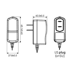 FRM06-S07-SU 6W 7.2V 0.83A US Wall Mount Medical Power Adapter with USB Output Port - Product Image 2
