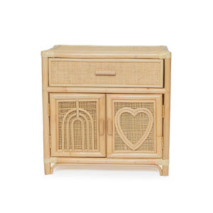 Armoire de rangement en rotin écologique pour enfants, meuble en osier naturel fait main avec portes décoratives pour la salle de jeux des enfants - Product Image 1