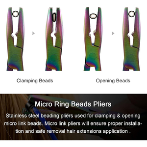 Pince à extensions capillaires professionnelle en acier inoxydable à double ressort, design unique, pour micro-anneaux et bandes, multicolore, de bonne qualité - Product Image 6