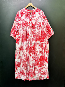 เดรสมิดิพิมพ์ลายคอตตอนแท้มาใหม่สำหรับผู้หญิงเหมาะสำหรับบรันช์และการออกไปข้างนอกในฤดูร้อน - Product Image 3