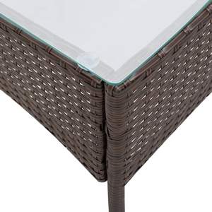 Ensemble de canapé de jardin en rotin PE brun et acier thermolaqué 4 pièces avec verre, meubles d'extérieur élégants - Product Image 4