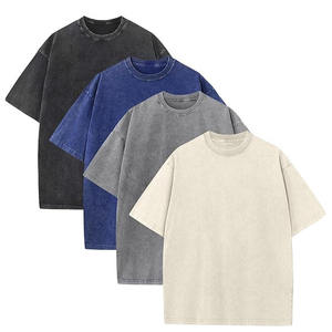 Oversized Streetwear Fashion OEM Men's <b>T</b>-<b>Shirt</b> Front Logo Breathable <b>Polyester</b>/Cotton Casual Jersey Acid Wash 340g High Quality - Product Image 4