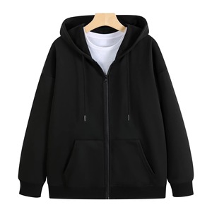 Unisex Hooded Zip-Up Sweatshirt Solid Color Oversized Casual Fleece Hoodie Autumn Wear Front Logo Design Regular Fit - Product Image 5