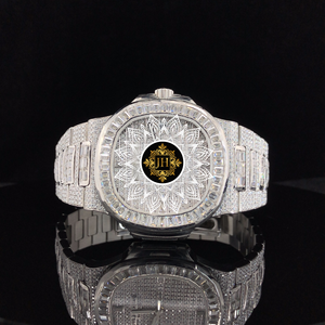 Reloj de Cristal de Zafiro y Acero Inoxidable con Cristal de Moissanita Cuadrado Antiguo de Excelente Calidad, Diseño Delgado y Elegante para Mujer - Product Image 1