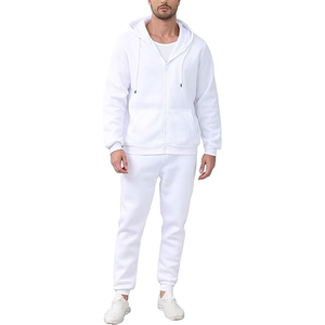Men's Athletic 2-Piece Set Solid Print Hoodie Casual Tracksuit Full Zip Long Sleeve Sweatsuit for Winter Breathable <b>Jogging</b> - Product Image 1