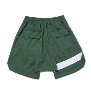 Women's Green Sport <b>Shorts</b> Elastic Waist Drawstring Knitted Polyester Breathable Regular Fit With <b>Zip</b> <b>Pockets</b> - Product Image 2