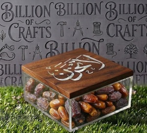 Wood Acrylic Classic Handcrafted Food Storage <b>Box</b> Mother Pearl Inlay <b>Lid</b> <b>Clear</b> Organizer for Kitchen Business <b>Gift</b> Freshness - Product Image 1