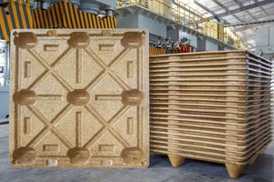 Palet Verde GS-1200800 1200x800x130mm Palet de Madera Prensada Moldeada de una Cara Entrada de 4 Vías Transporte Industrial de Carga Reciclado - Product Image 3