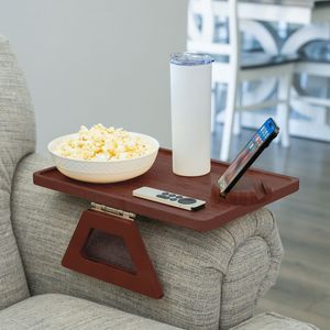 Table d'appoint minimaliste en bois pour canapé, organiseur de boissons, de collations et de télécommandes, design d'intérieur contemporain - Product Image 3