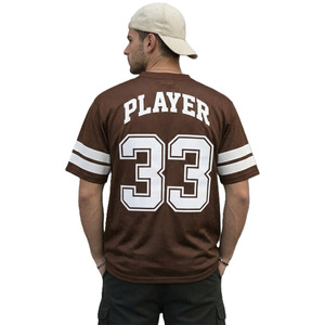 Camiseta de Fútbol Americano Transpirable de Malla Marrón con Cuello en V, Ropa Deportiva Personalizada, Fabricación OEM con Marca Privada - Product Image 4