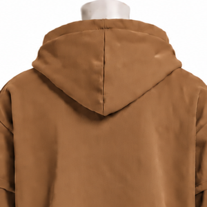 Camel Brown Double Layer Hoodie Oversized Short Sleeve Overlay Long Sleeve Pullover <b>Vintage</b> Casual Streetwear Hooded <b>Sweatshirt</b> - Product Image 4