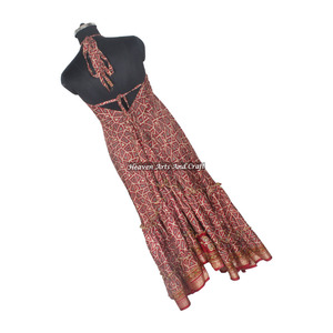 Vestidos Bohemios Largos con Cuello en V y Estampado Floral para Mujer, Vestidos Casuales de Playa, Estilo Boho Vintage, Vestido Sari de Seda, Elegante para Cena - Product Image 5