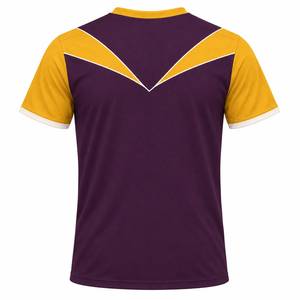 Camiseta Deportiva de Manga Corta Estampada para Hombre, con Bloques de Color Geométricos Dorados, Cuello Redondo, Secado Rápido, Ecológica, Transpirable, 100% - Product Image 6