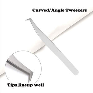 Ensemble de 5 pinces à cils professionnelles en acier inoxydable durable à pointe lisse, pinces à cils droites et courbées, kit de pinces à cils en cuir - Product Image 4