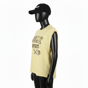 Camiseta sin mangas de algodón grueso para mujer, estilo casual de verano, con logo estampado, camisetas sin mangas de algodón para mujer - Product Image 4