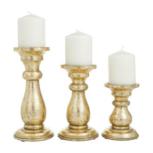 Bougeoir en bois sculpté à la main pour décoration intérieure et extérieure Lot de 3 bougeoirs en bois de manguier d'aspect haut de gamme - Product Image 2