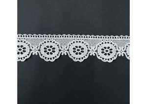 Floral Border Embroidered <b>Trim</b> Premium Quality Water Soluble Chemical GPO Lace <b>Trim</b> <b>Fabric</b> For Dress Garment Home Textile Decor - Product Image 2
