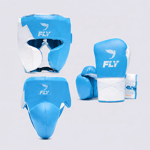 Guantes de Boxeo Profesionales de Piel de Vacuno Genuina de Alta Calidad, Color Azul y Blanco, Personalizados, con Cordones, para Entrenamiento y Sparring - Product Image 1