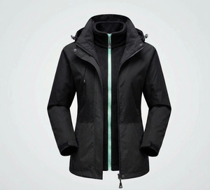 <b>Women's</b> Color Block <b>Waterproof</b> Fleece Lined Jacket Detachable Hood Zip <b>Winter</b> <b>Coat</b> - Product Image 2