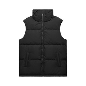 Gilet matelassé noir sans manches pour homme, col montant, fermeture éclair frontale, décontracté, écologique, à capuche, 100 % coton, avec poches, coupe droite - Product Image 6