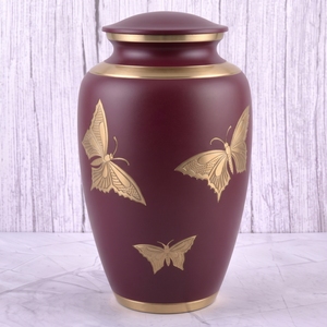 Urne funéraire pour adultes en laiton rouge et or, motif papillon, surface brillante, pour cendres humaines, urne commémorative et funéraire. - Product Image 4