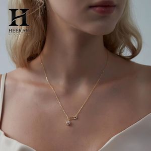 Fashion Safety Pin Heart Pendant Necklace 925 Sterling <b>Silver</b> Pink Zircon Heart Charm Necklace Edgy Diamond Safety Pin <b>Choker</b> - Product Image 4