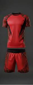 ชุดเสื้อและกางเกงกีฬาสีแดงสำหรับผู้ชายฤดูร้อน ผลิตจากผ้าโพลีเอสเตอร์ 100% แห้งเร็ว พิมพ์ลายดิจิทัล ถักแบบสั่งทำพิเศษ เหมาะสำหรับศิลปะการต่อสู้ - Product Image 2