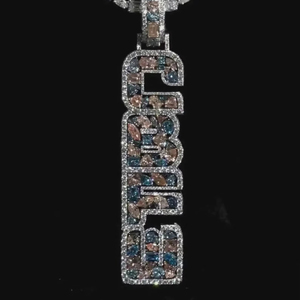 จี้เพชรโมอิสซาไนต์ชุบทองคำขาว 18K บนเงินสเตอร์ลิง พร้อมอักษรย่อ สไตล์ฮิปฮอป แร็ปเปอร์ ดีไซน์หรูหรา สำหรับงานปาร์ตี้ - Product Image 1