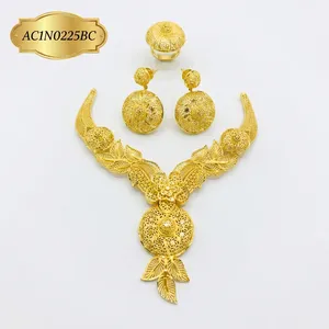 Fashion Leaf Design African Women's Short Gold Plated Box Chain Flower <b>Charm</b> Necklace for Party & Wedding - Product Image 2